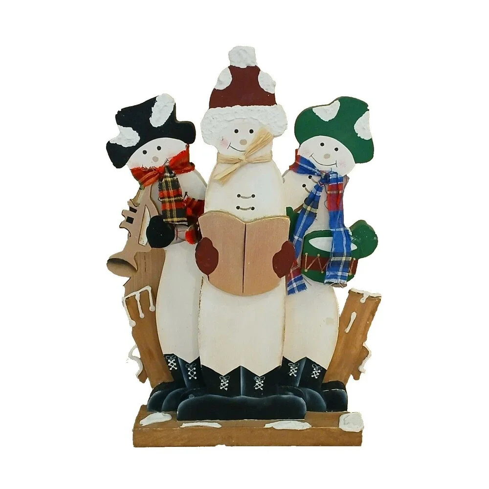 Gift Innovations Wooden Caroling Snowmen Figures Christmas Decoration 12